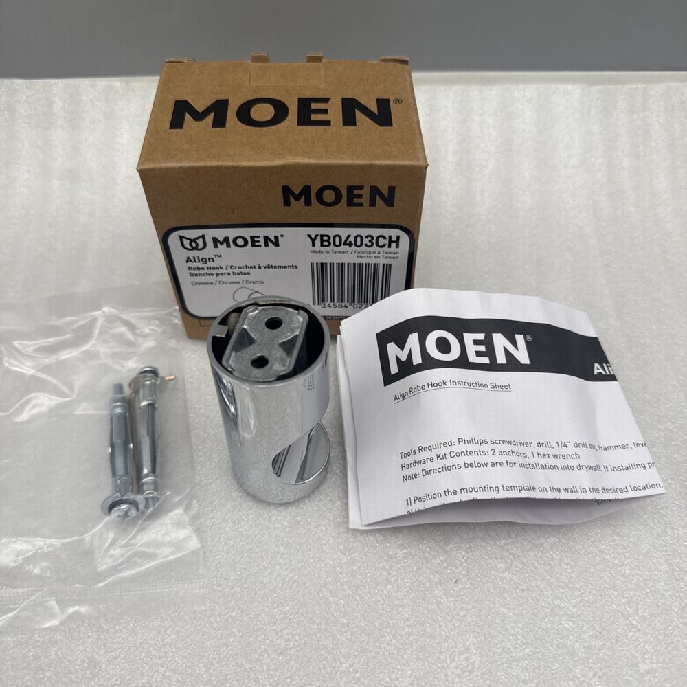 Moen YB0403CH Align Modern Single Robe Hook, Chrome UNUSED *READ...